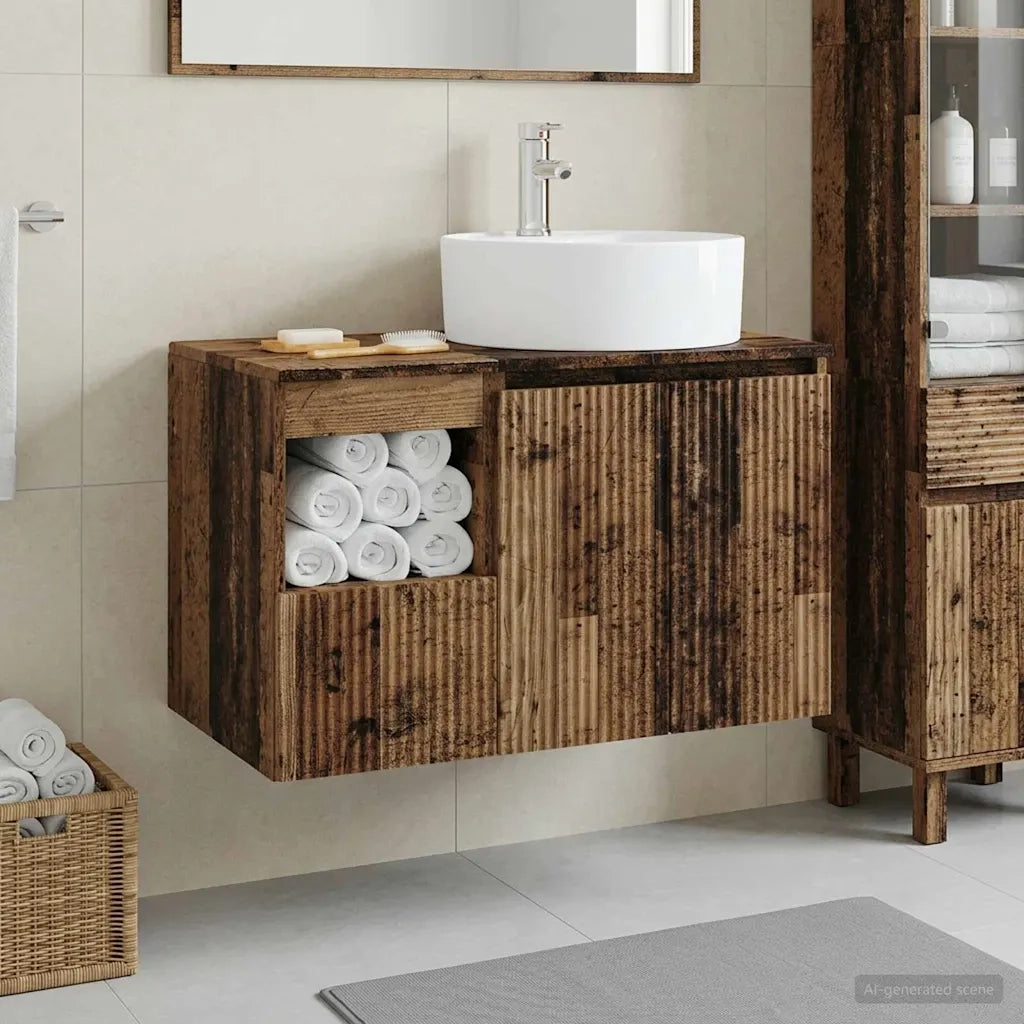 Set di mobili per il bagno 2 pz Legno antico 3404082