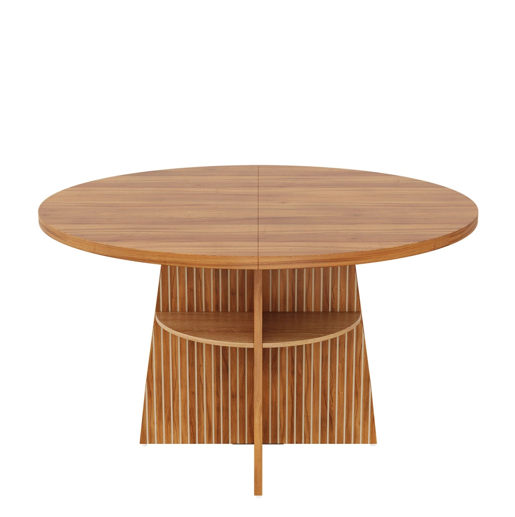 Tavolo da pranzo rotondo allungabile 110-150x110x77,5 cm in MDF noce –