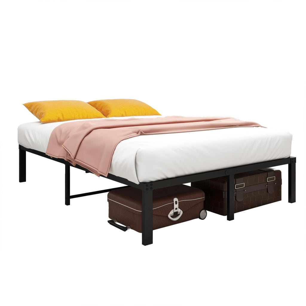 LETTO in metallo 140x200 cm nero con spazio contenitore