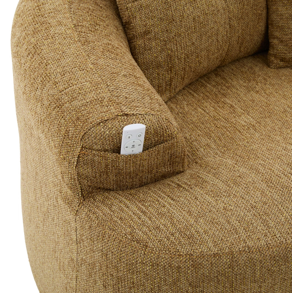 Divano 2 posti in chenille giallo senape con molle insacchettate