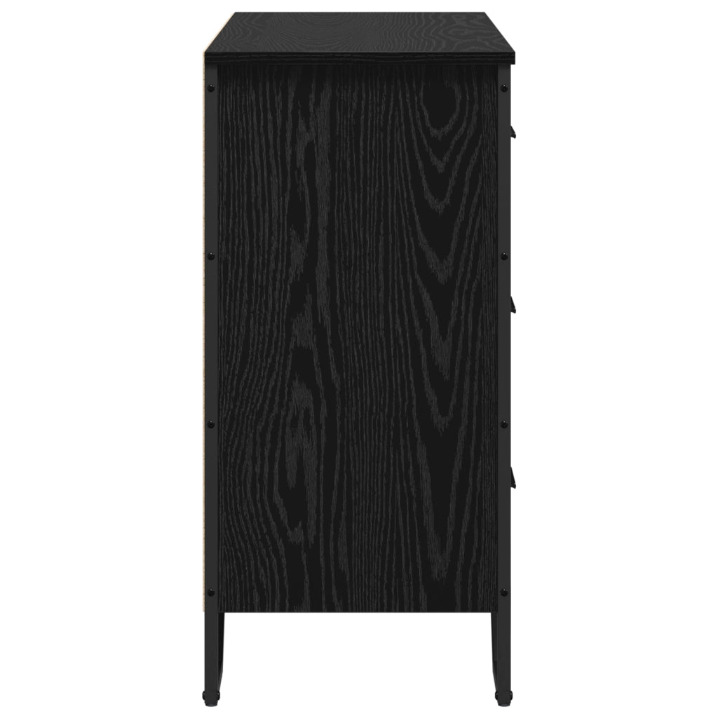 Cassettiera Rovere Nero 91x35.5x74.5 cm Legno ingegnerizzato