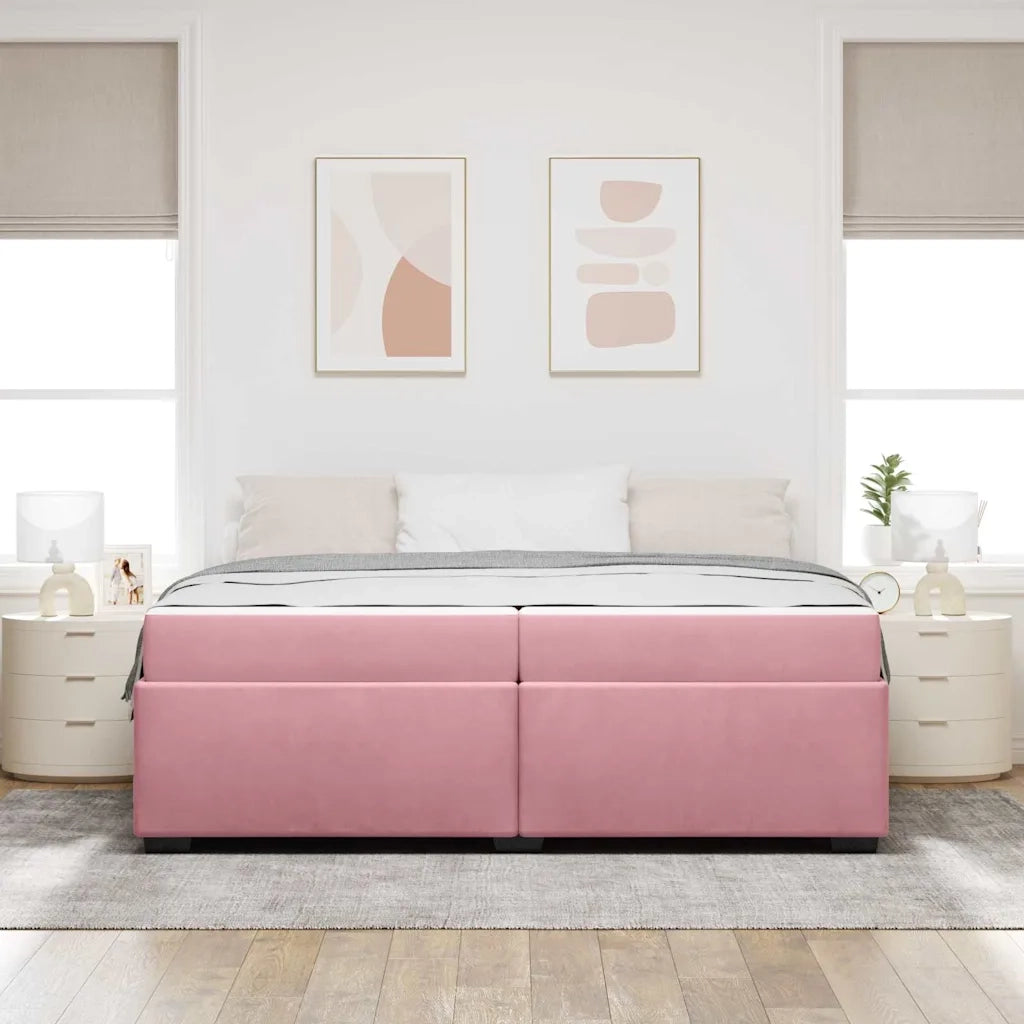 Struttura del letto con materasso Rosa 200 x 200 cm Tessuto 3399313