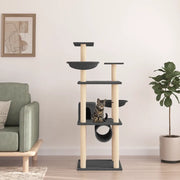 Albero per Gatti con Tiragraffi in Sisal Grigio Scuro 141 cm 171749