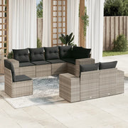 Set Divano da Giardino 8pz con Cuscini Grigio Chiaro Polyrattan