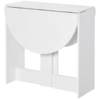 Tavolo Pieghevole da Pranzo a 2 Ribalte, Tavolo da Pranzo Allungabile in Legno Salvaspazio per Cucina e Soggiorno, 104x76x73.7 cm, Bianco
