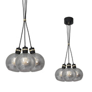 Lampadario Milagro Omega 3xE27 vetro fumé oro nero