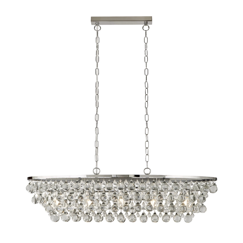 Lampadario Contemporaneo Michelle Acciaio Cromo Vetro 5 Luci E27