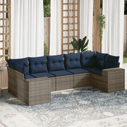 Set Divani da Giardino 7 pz con Cuscini Grigio in Polyrattan 3222990