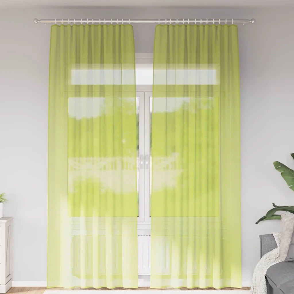 Tende in Voile con Tasche per Aste 2 pz Verde Mela 4102165