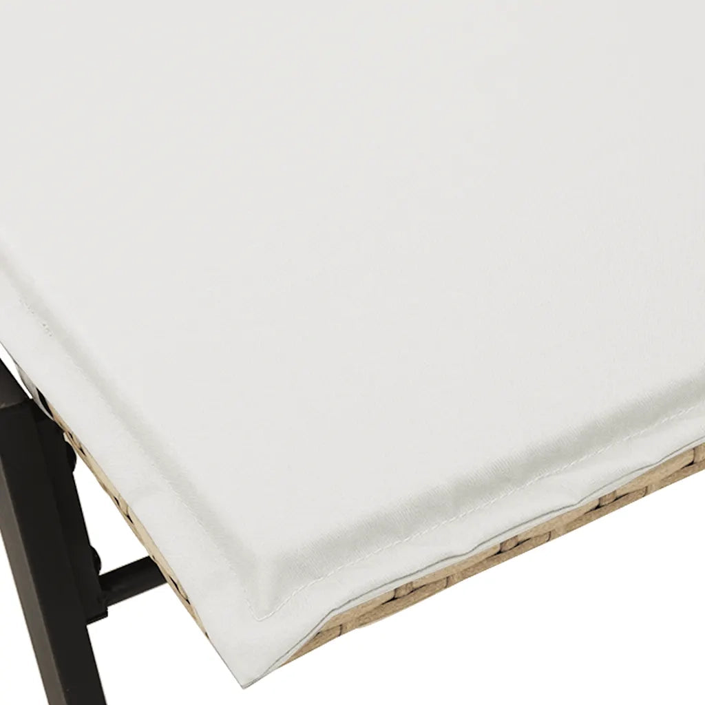 Lettino Prendisole | Sdraio da giardino | Lettino da sole con Cuscini Beige in Polyrattan