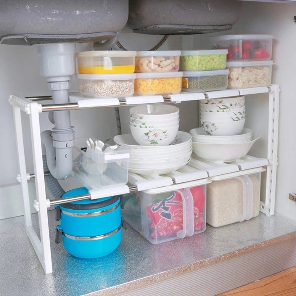 Trade Shop - Scaffale Retrattile Per Utensili Prodotti Da Cucina Mensola Sottolavello Scarico -