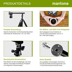Mantona Braccio di estensione per treppiede, 31 cm