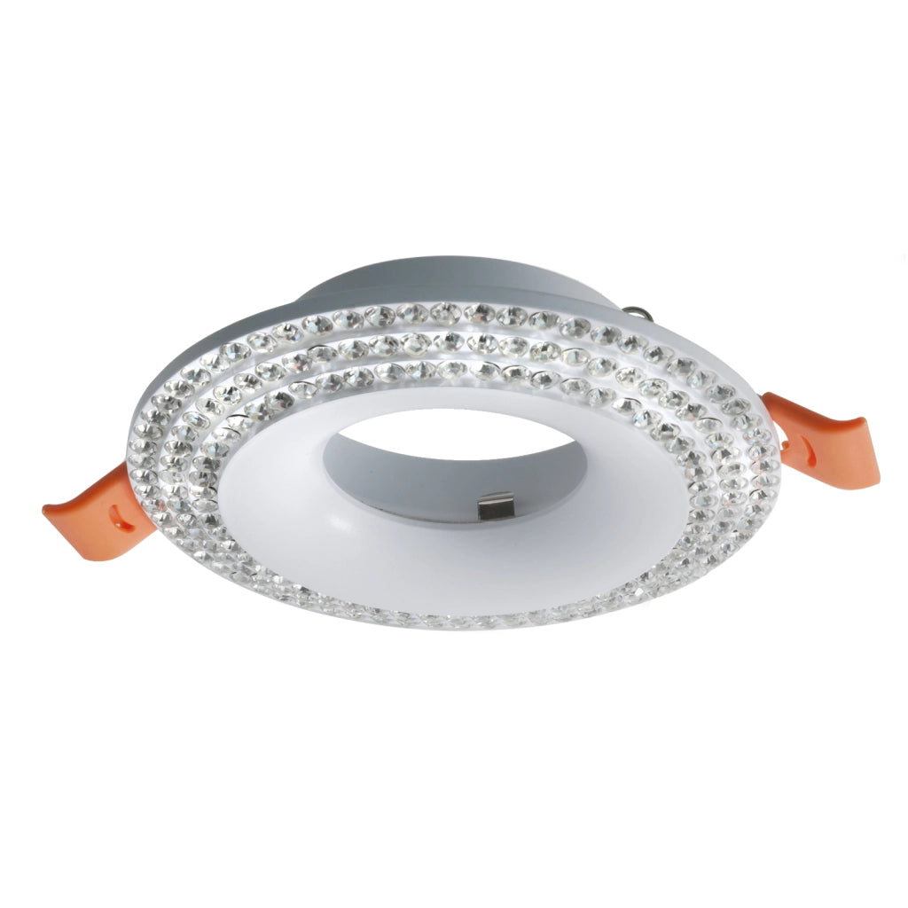 Porta faretto tondo bianco incasso 65mm brillantini supporto lampade LED GU10