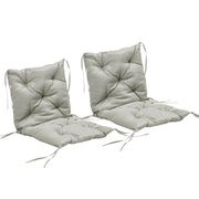 Set di 2 cuscini per sedia, 98 x 50 cm, con lacci, rivestimento in tessuto, spessore 8 cm, grigio chiaro.