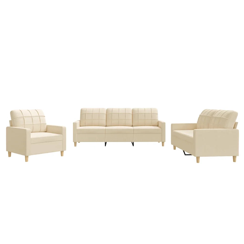 Set di Divani 3 pz con Cuscini Crema in Tessutocod mxl 131006