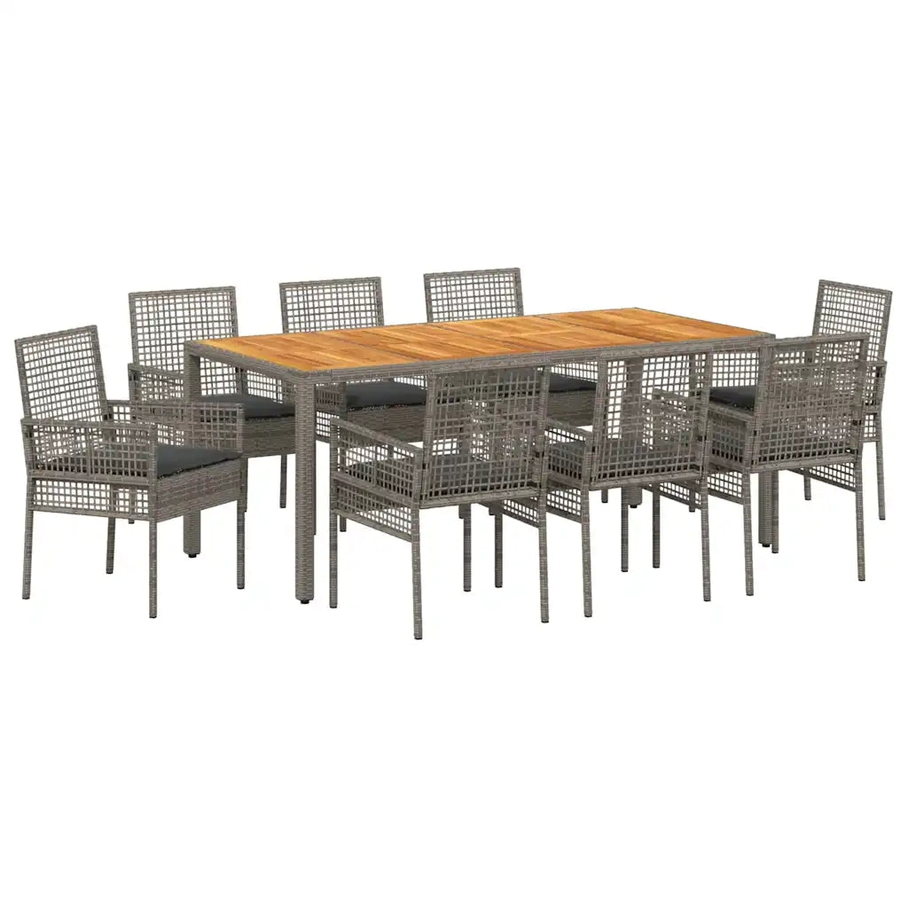 Set da Pranzo per Giardino 9 pcs Grigio polyrattan 3334914
