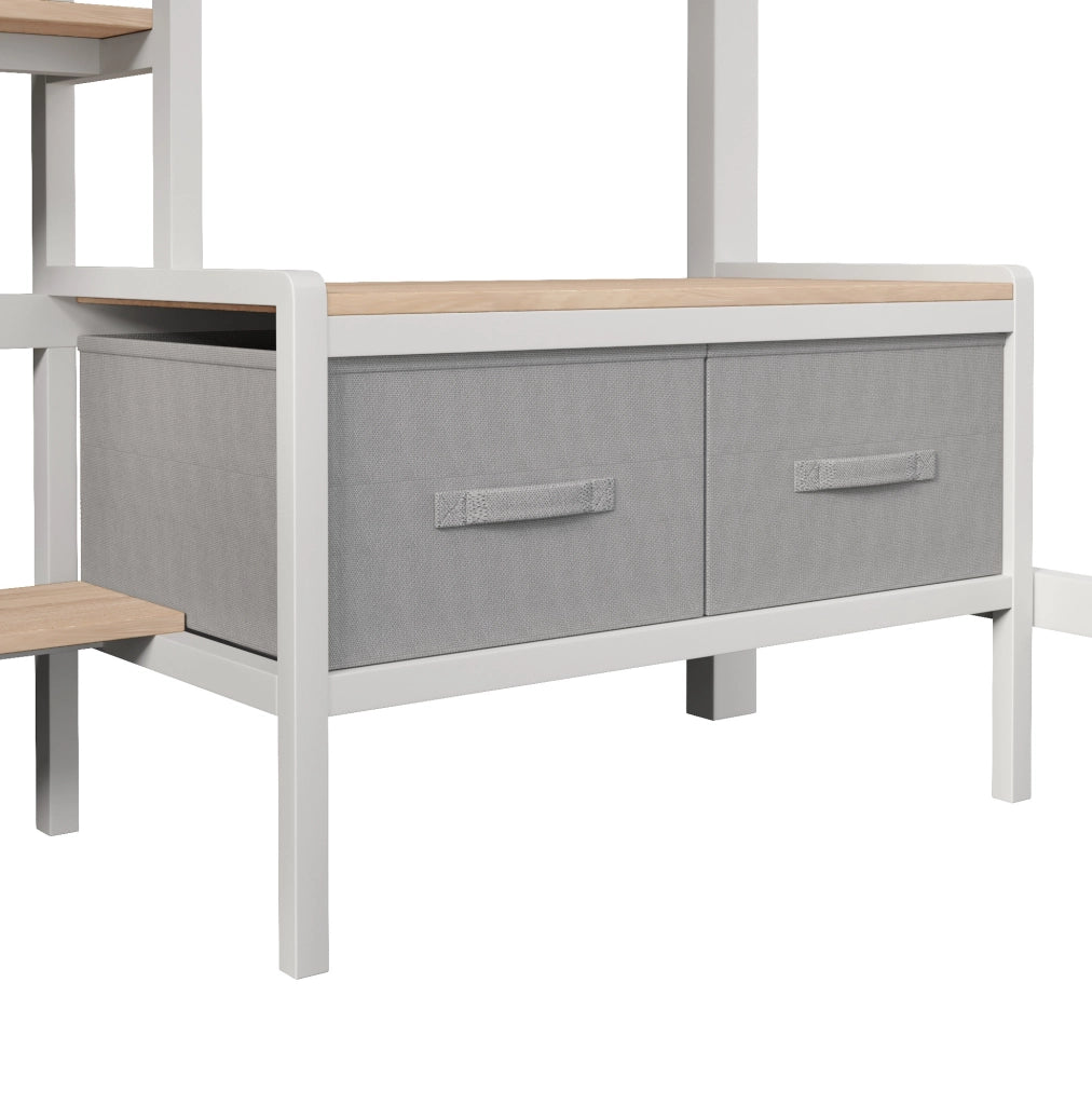 Letto a soppalco 90x200 cm con scrivania, scaffali, LED e USB