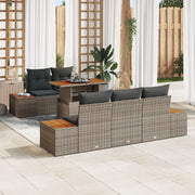 Set Divano da Giardino 6 Pezzi con Cuscini Grigio Rattan Sintetico