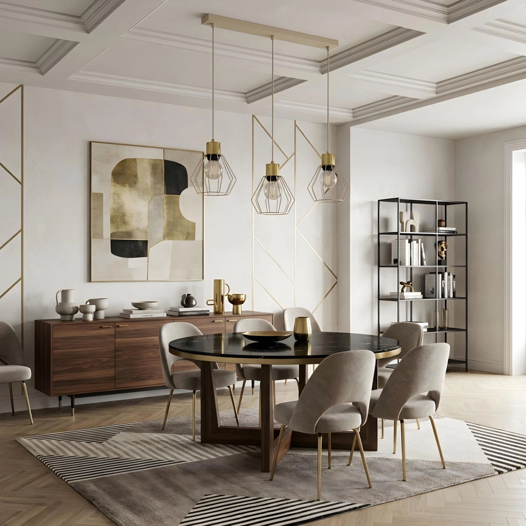 Lampada sospesa Parkla 3 luci E27 beige oro Luminex