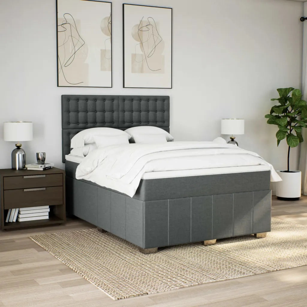 Giroletto a Molle con Materasso Grigio Scuro 140x200cm Tessuto