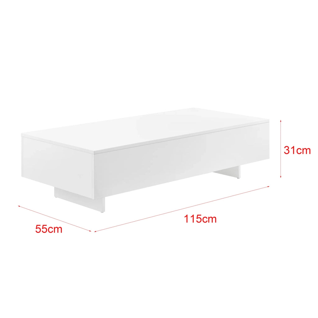Tavolino da salotto truciolare rivestito in melaminico 115 cm bianco lucido 03_0006137