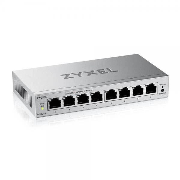 ZYXELSWITCH SMART MANAGED, 8 PORTE GIGABIT - EASY MANAGEMENT PER VLAN, QOS - DESIGN SENZA VENTOLE, D