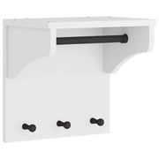Pratico appendiabiti da parete con 3 ganci spazio di archiviazione 43 x 30 x 42 cm legno massello bianco 02_0056691