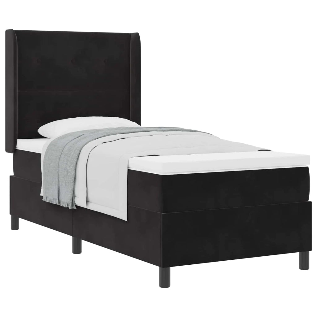 Letto a molle con materasso Nero 80 x 200 cm Velluto