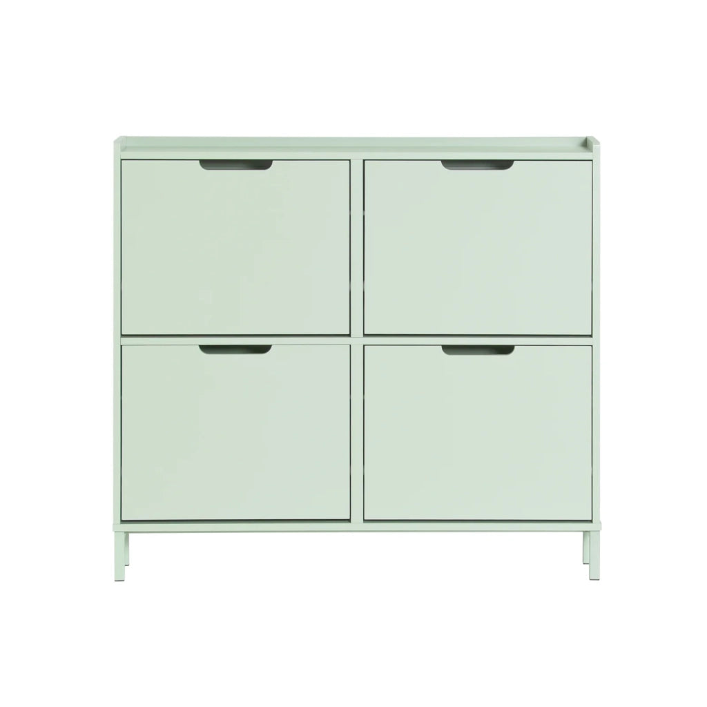 Scarpiera Slim da Ingresso con 4 ante e 4 scomparti Salvaspazio 100x19x91 cm Verde FSR100-GR