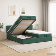 Letto ottomano con materasso 2 pz Verde Scuro Velluto 3456747