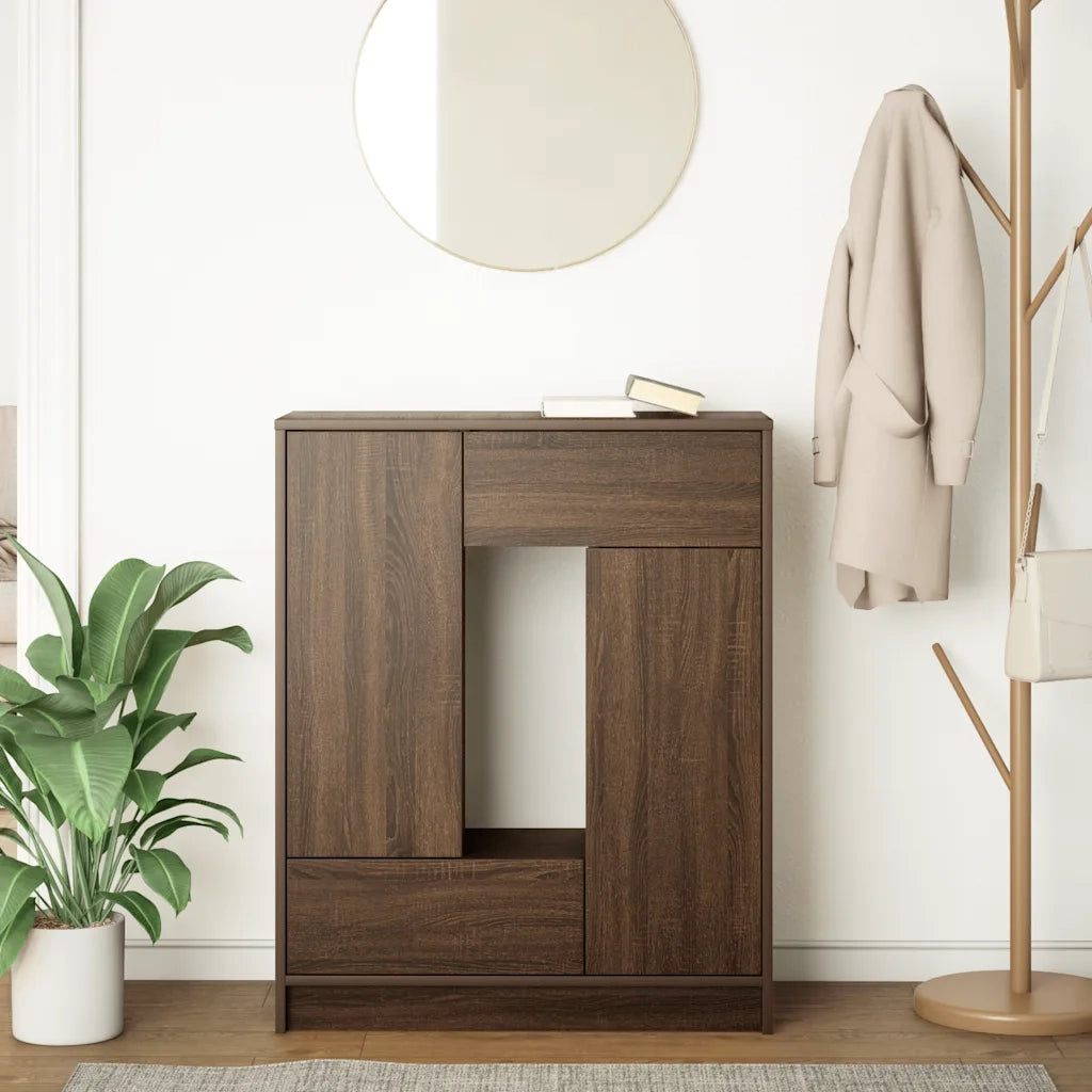 Credenza con Cassetti e Ante Rovere Marrone 73x31x90 cm