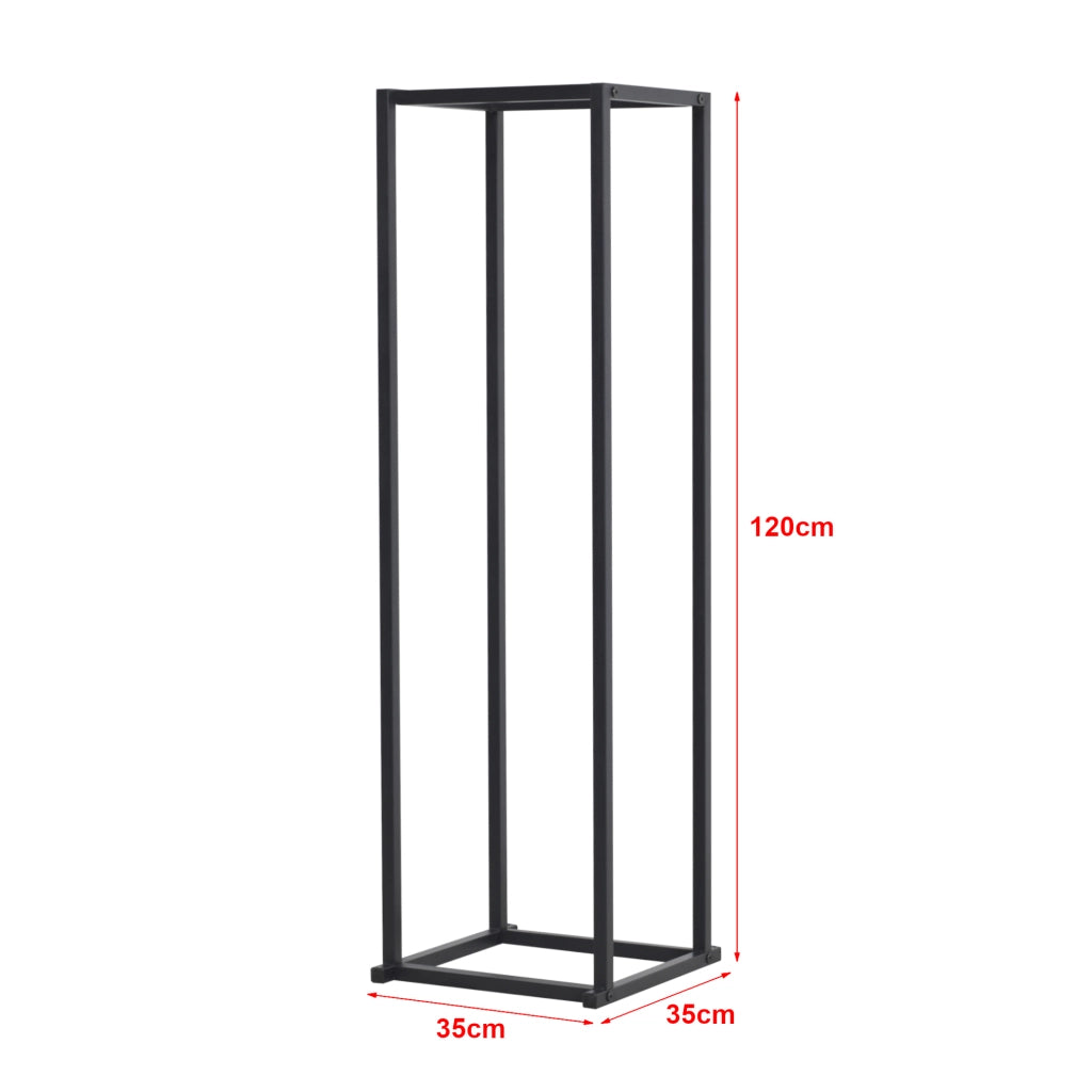 Portalegna 'Tibro' (LxPxA) 35 x 35 x 120 cm Deposito in Acciaio per Legna da Ardere Supporto per Tronchi da Legnaia - Nero [en.casa]