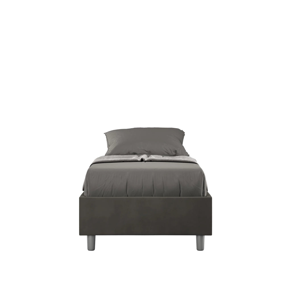 BS COM Letto singolo con rete imbottito 80x210 microfibra grigio