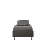 BS COM Letto singolo con rete imbottito 80x210 microfibra grigio