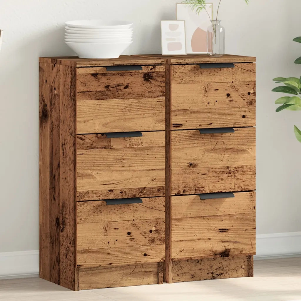 Credenze 2 pz Legno Antico 30x30x70 cm in Legno Multistrato