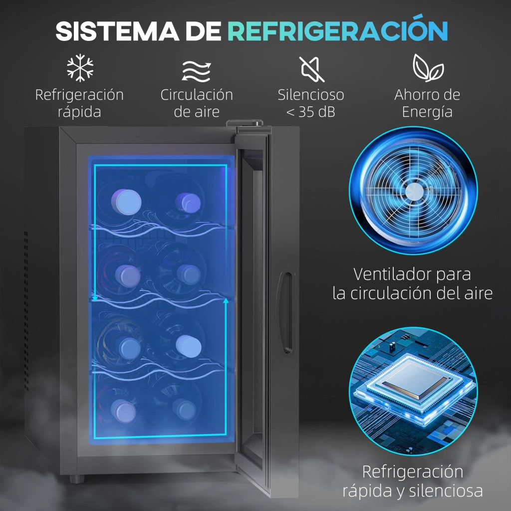 Cantinetta Termoelettrica 8 Bottiglie con Refrigerazione Doppia ¨C zephmum ¨C Nero 8-18¡ãC