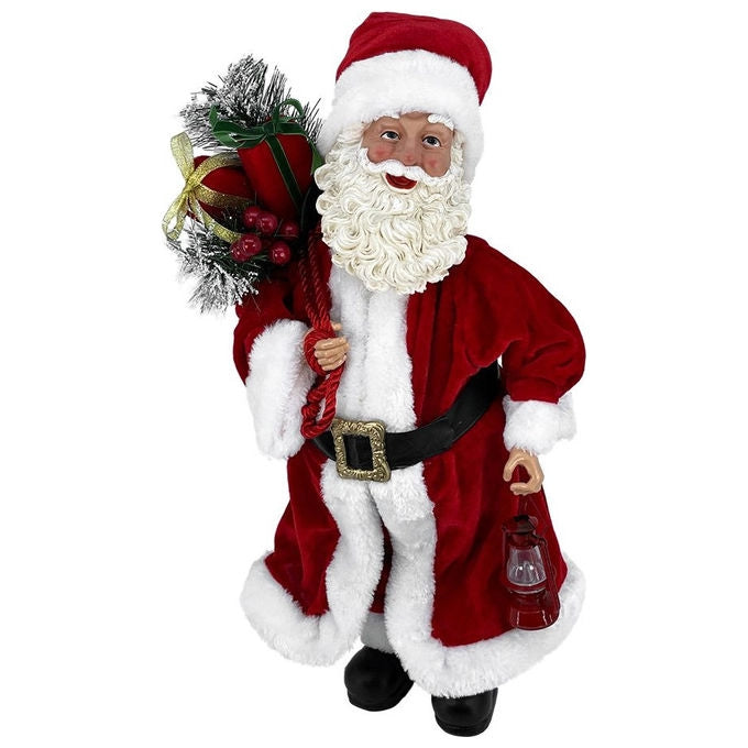 General Trade, Babbo Natale in Piedi Rosso con Bacche, 90 cm, Decorazione Natalizia da Interno