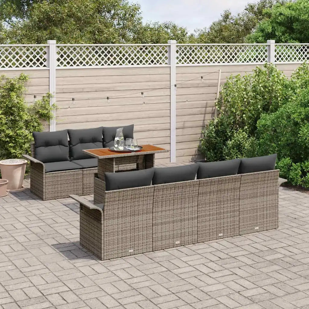 Set Divano da Giardino con cuscino 8 pcs Grigio 3349292