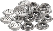 Set di 20 griglie di ventilazione circolari, 25 mm, acciaio inossidabile, griglia a mazza, circolare, griglia di ventilazione soffitto per TV, armadio, colore argento