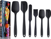 6 set di spatole in silicone, schiaccia pasta, schiaccia patate, schiaccia pane, resistenti al calore, spatole per cucina, spatole per roder, accessori, nero