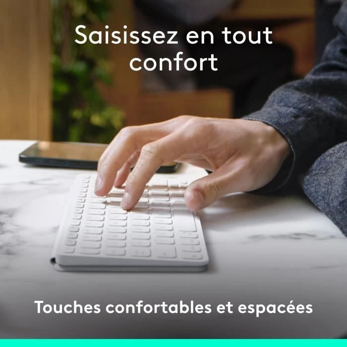 Tastiera portatile - Wireless - Logitech - Keys-To-Go 2 - per Tablet - AZERTY - Grigio chiaro