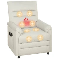 Poltrona relax elettrica massaggiante e riscaldante, con poggiapiedi e motore silenzioso, 82x99x106cm, Crema