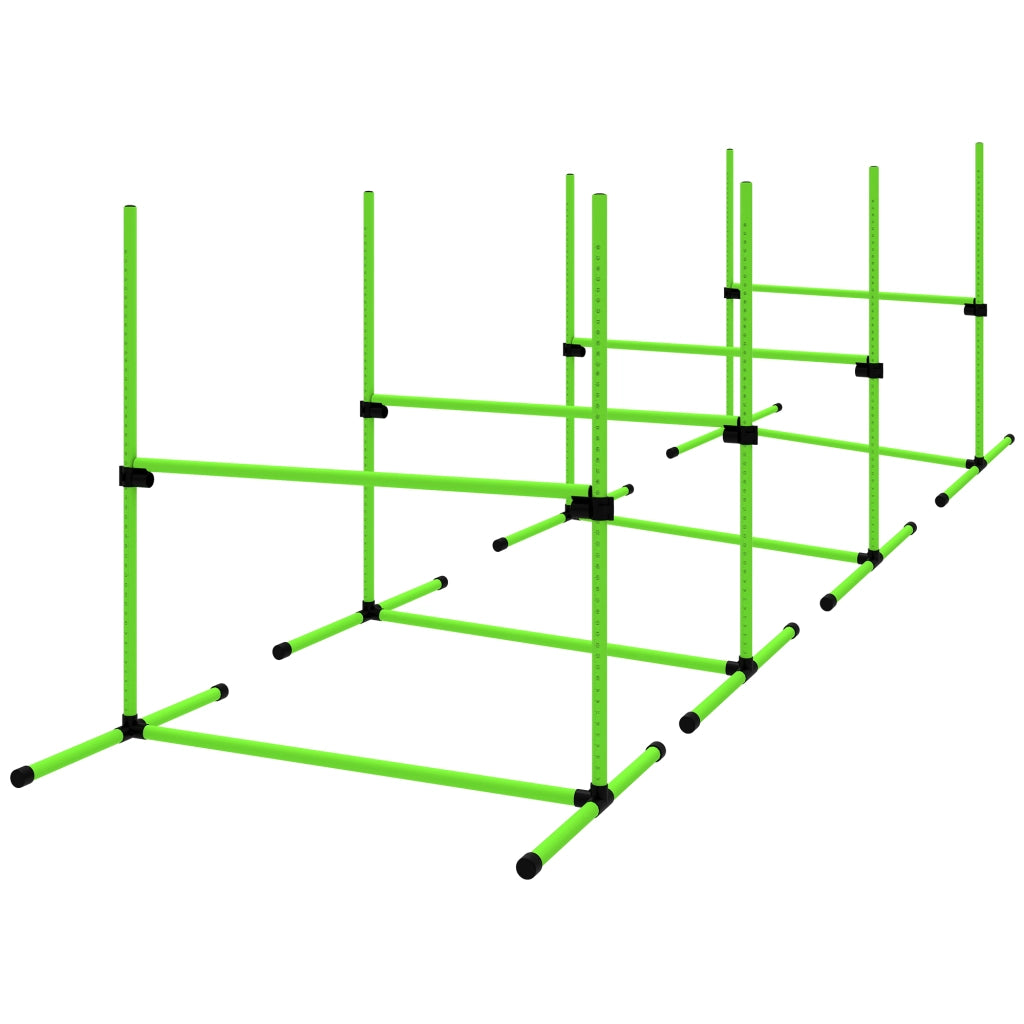 Set Agility per Cani 4 Pezzi ¨C Xylo ¨C Ostacoli Regolabili con Borsa 99x65x94cm Verde