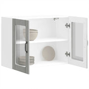 Pensile da Cucina con Porta in Vetro-Mobile Cucina da Parete Lucca Grigio Cemento 624886