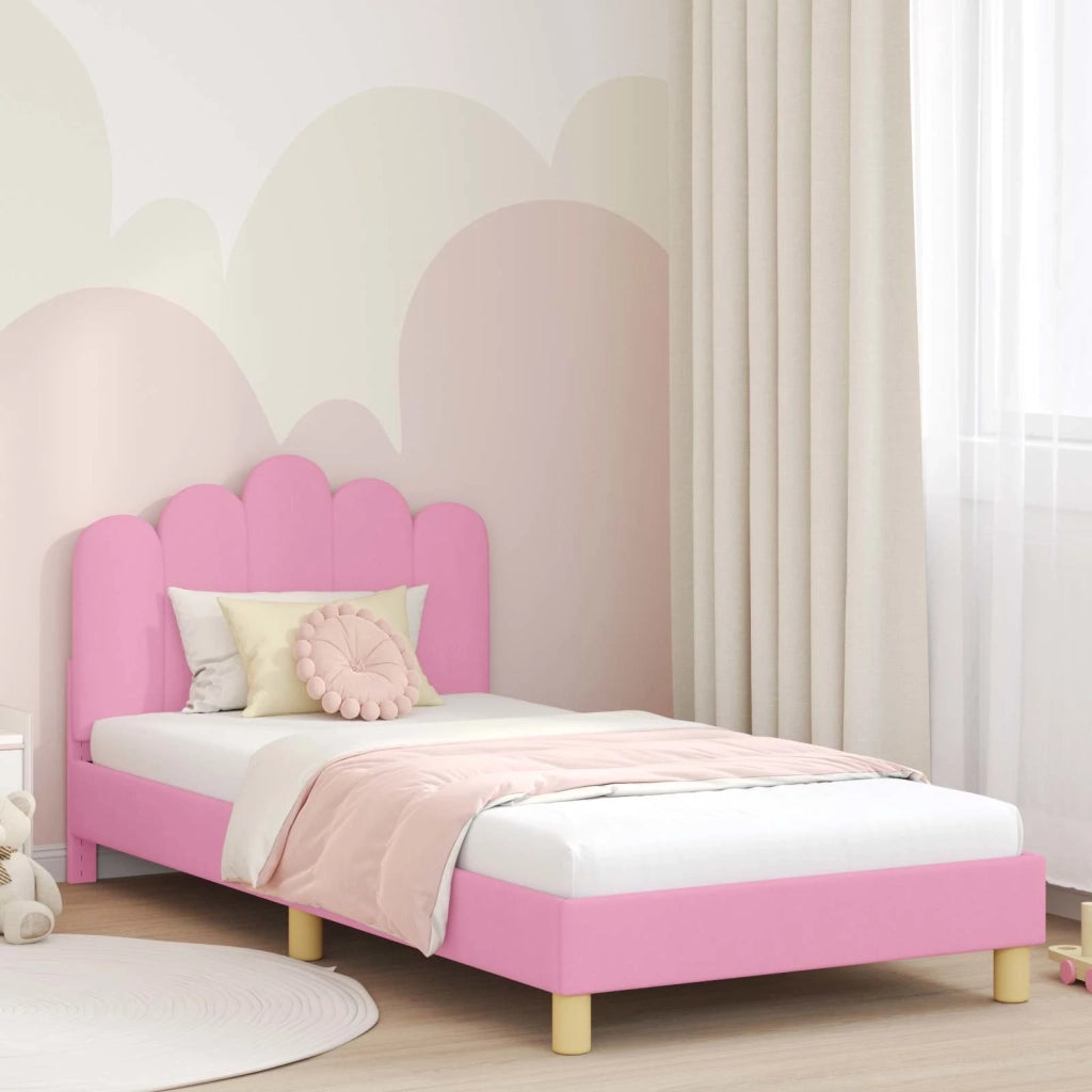 Struttura letto bambini con testata Rosa 90 x 200 cm Tessuto 42011062