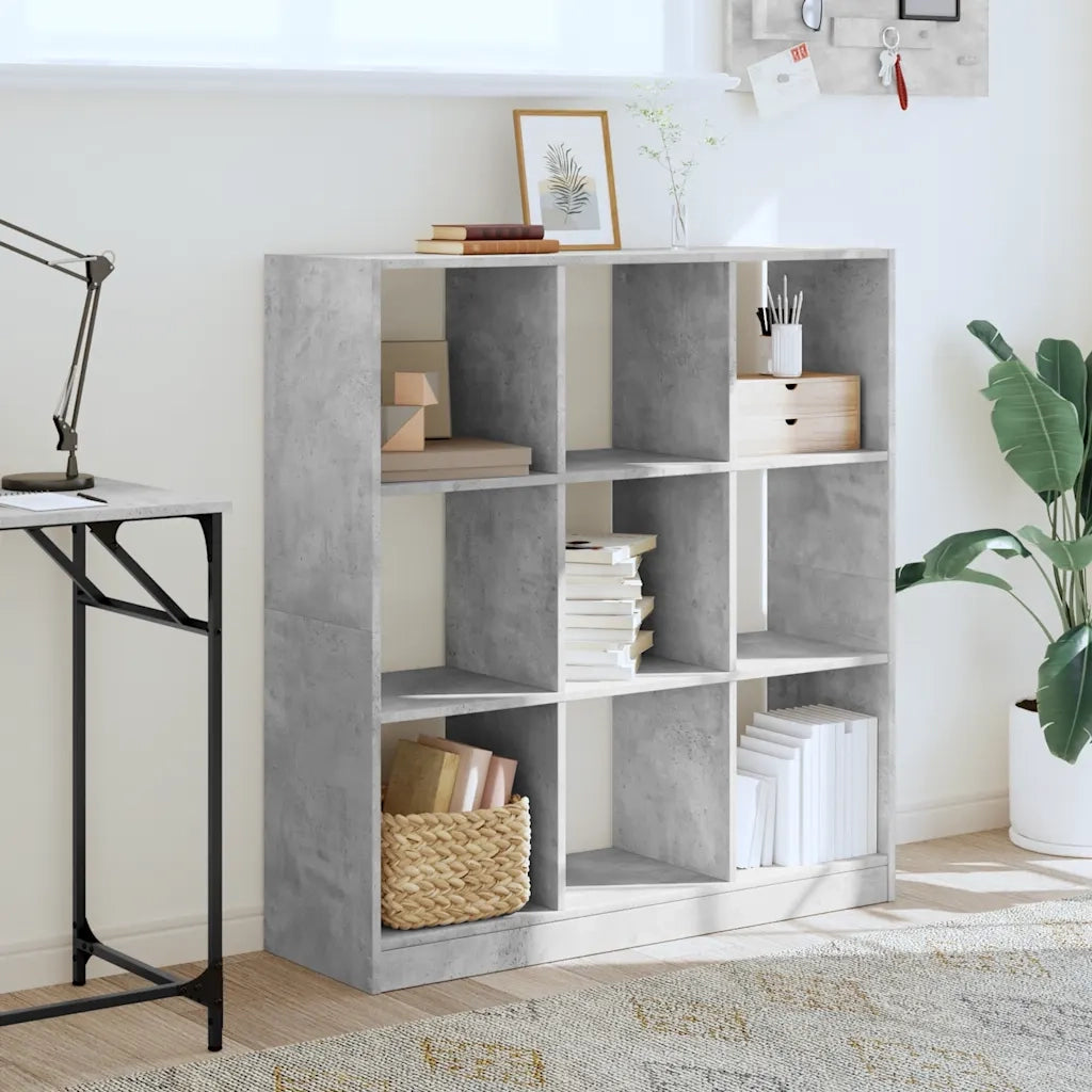 Libreria-Scaffale per Libri-Mobile di Stoccaggio Grigio Cemento 102x32x108 cm in Legno Multistrato
