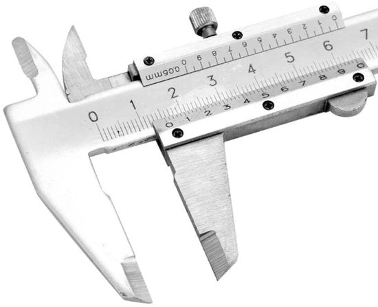 Strumento di Misura Preciso con Scala Laser Incisa - 150 mm di Apertura - Acciaio Inossidabile - Precisione 0.02 mm - Contenuto in Scatola di Ricarica in Plastica - Righello