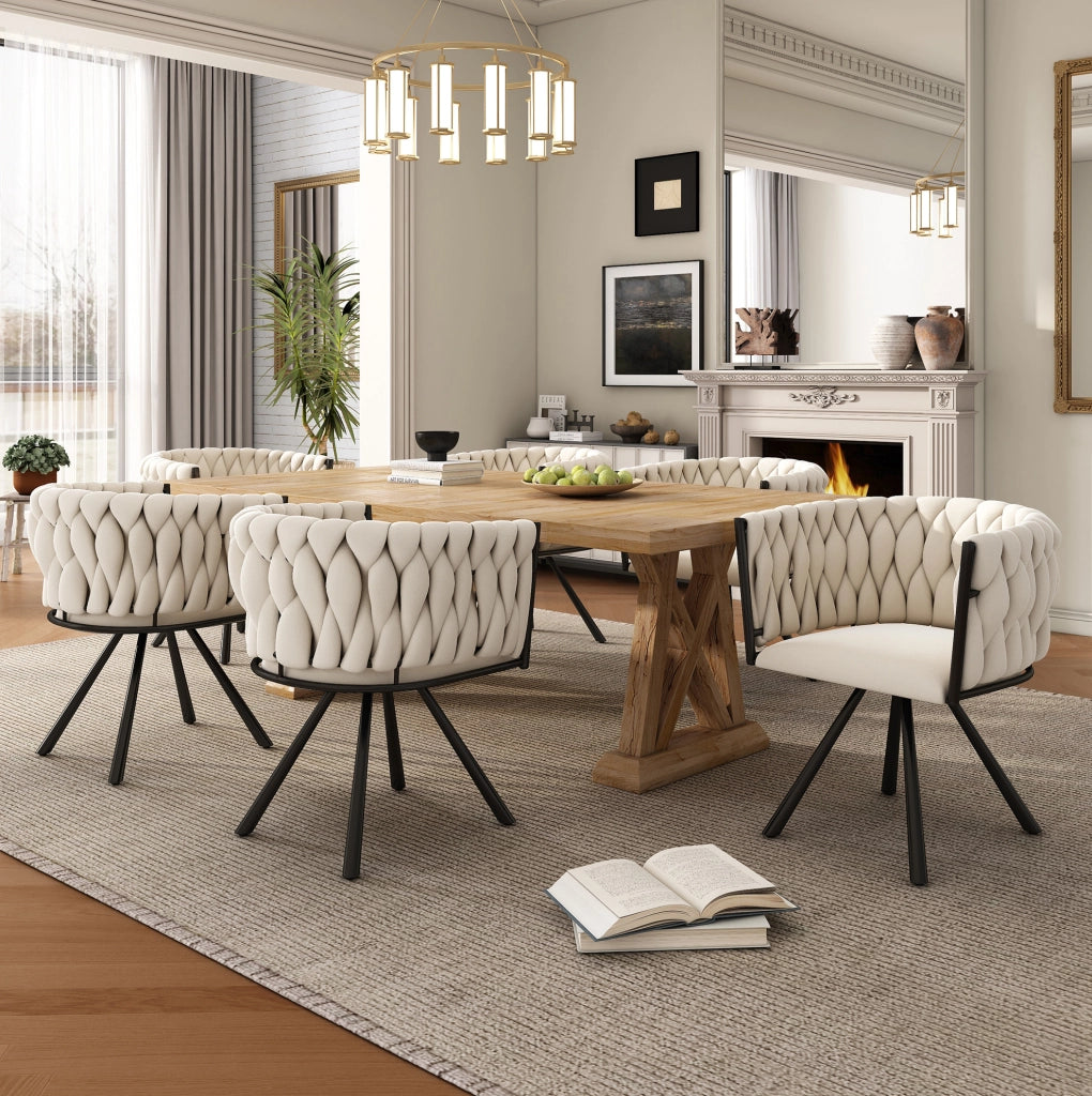 Sedia da pranzo girevole 59.06x55.25x45.72 cm in velluto; ergonomica; beige