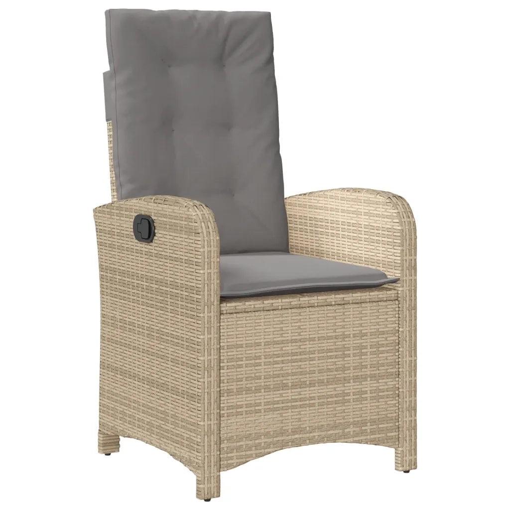 Sedia Reclinabile Giardino con Cuscini Beige Misto Polyrattan 365165