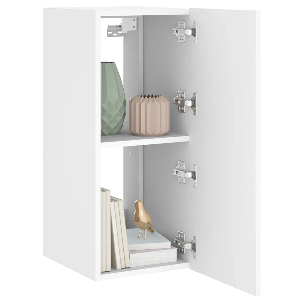 Mobile TV a Parete con Luci LED-Mobile TV a Muro Bianco 30,5x35x70 cm